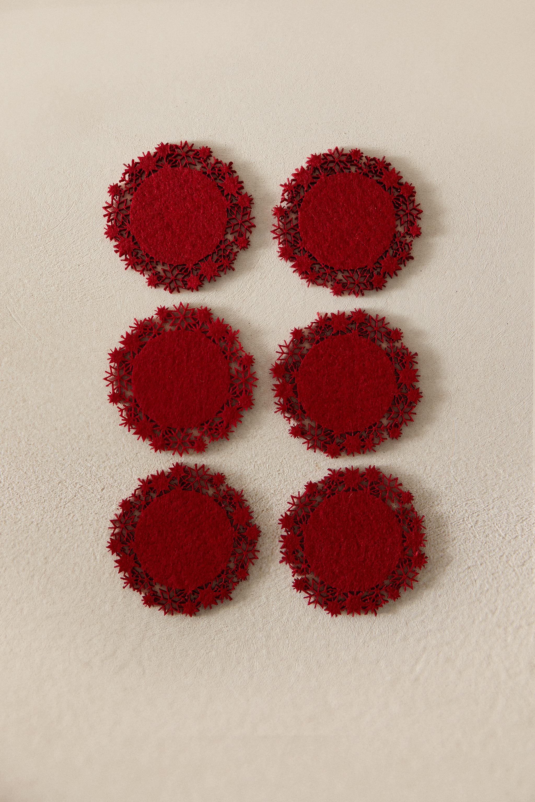 SET OF CHRISTMAS SNOWFLAKE FELT COASTERS (SET OF 6)